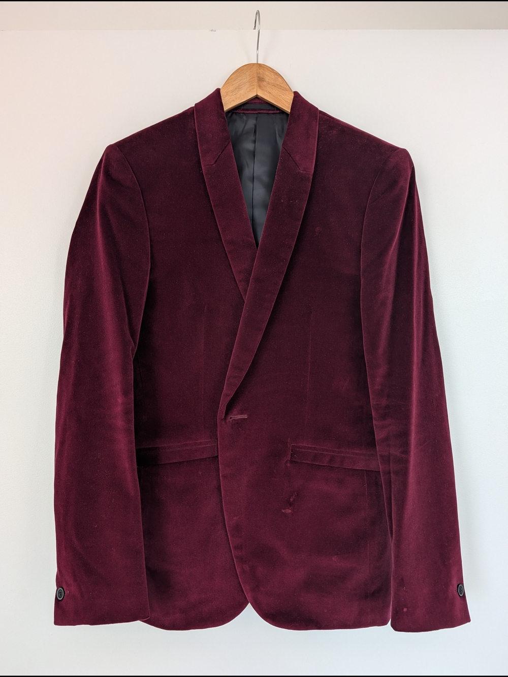 Jack London Men's Burgundy Velvet Shawl Collar Blazer 38R